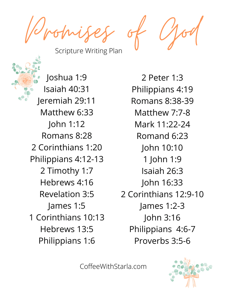 The Promises Of God Printable List - Coffee With Starla