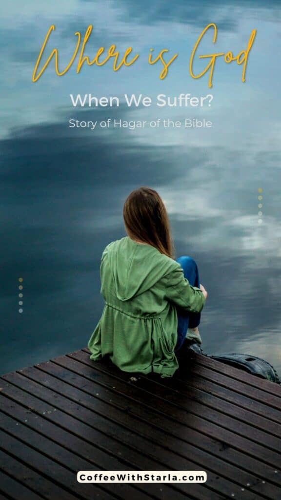 Where is God when it hurts, where is God when we suffer, woman sitting on edge of cliff