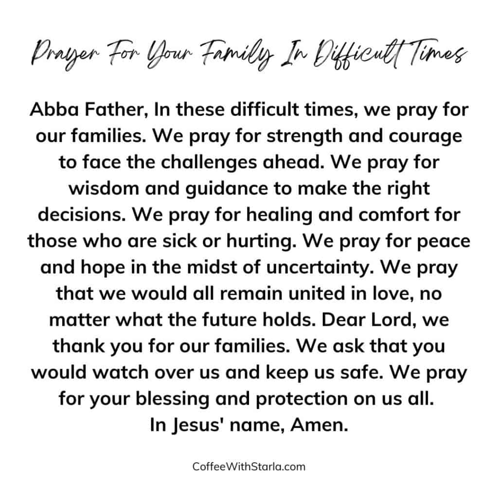 prayer for my family in difficult times