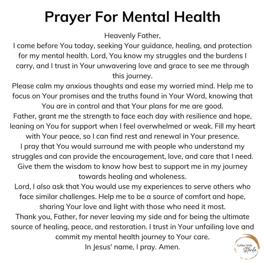 30 Prayer Points For Mental Health (Printable) - Coffee With Starla